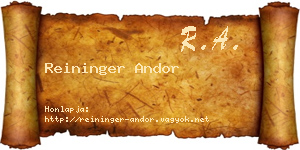 Reininger Andor névjegykártya